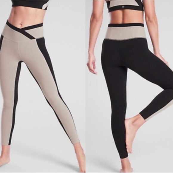 Athleta Pants - - ATHLETA chroma 7/8 tight in tan & black size S